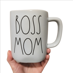 Rae Dunn By Magenta BOSS MOM Light Blue Ceramic Mug like new